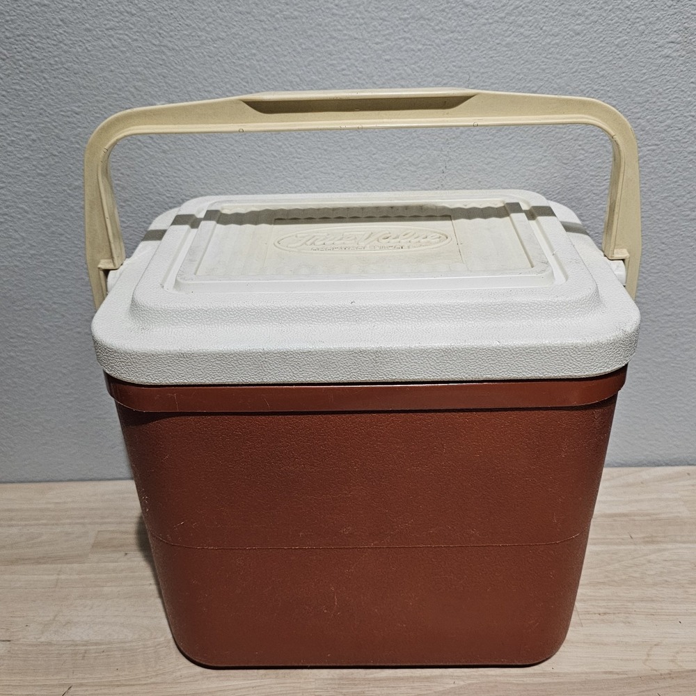 1970's True Value Hardware Store branded Cooler  Ice Chest Box Red USA
